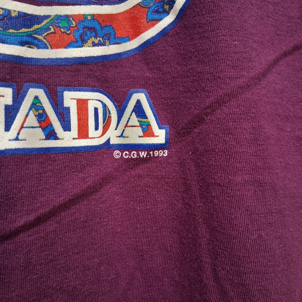 * Vintage 1993 Waves Toronto Canada Tee Shirt Size Medium Purple Single Stitch - Picture 3 of 14
